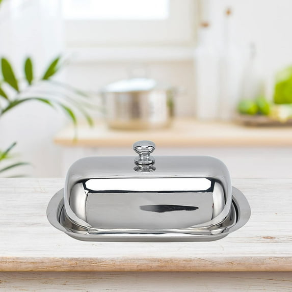 Pantry Organizers and Storage Clearance! Butter Dish with Lid Stainless Butter Container for Countertop Butter Holder with Handle Cover Cheese Container Classic Butter Tray with Lid for Kitchen