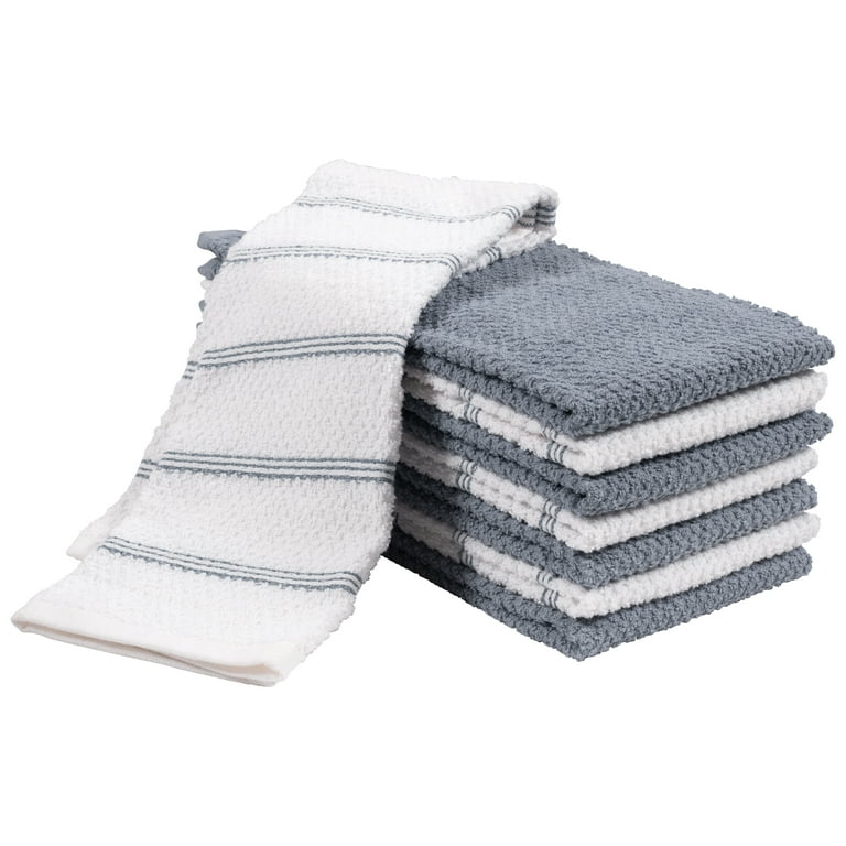 Pantry Piedmont Kitchen Towels (Set of 8, 16x26 inches), 100% Cotton, Ultra  Absorbent Terry Towels - Faded Denim 