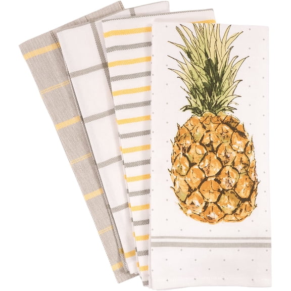 Pantry Pineapple Kitchen Dish Towel Set of 4, 100-Percent Cotton, 18 x 28-inch