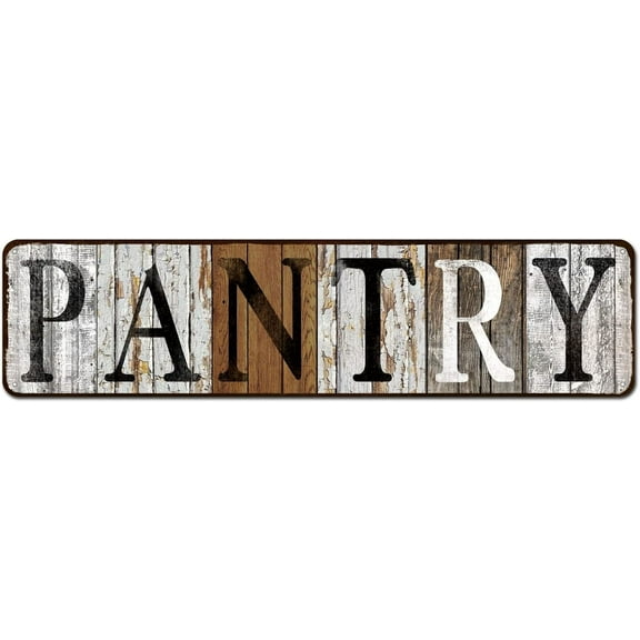 Pantry Sign Farmhouse Signs Wall Decor Art Country Decorations Rustic Vintage Home Tin Plaque Kitchen Gift, 4"x16"