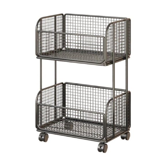 Pantry Storage Cart Kitchen Fruit Basket Stand Two Tier Iron Structure for Produce Office Living Room
