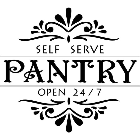 Pantry Theme Wall Stickers Self Serve Open 24/7 Wall Decor  Flower Texture Vinyl  PVC Wallpaper Art Pantry Room Door Store Storage Decoration Sticker Transfer Decor 15.7x13.7in