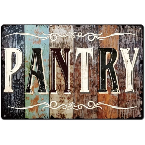Pantry Tin Signs Retro Rustic Wood Grain Metal Signs Wall Art Plaque Decor Rectangle Sign for Kitchen Pantry Room Farmhouse Home