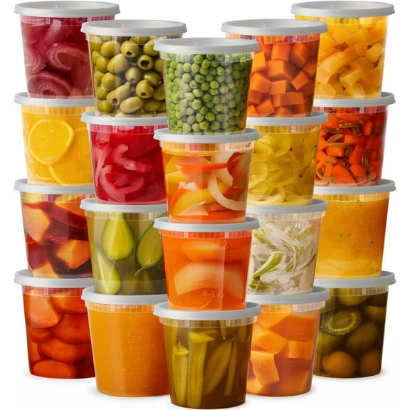 Pantry Value 24 Oz Deli Containers with Lids Food Prep Containers, 24-Pack