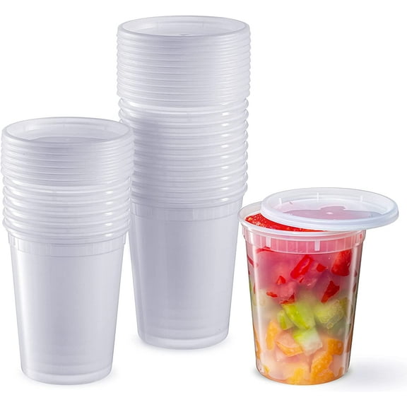 Pantry Value 32 Oz Deli Containers with Lids Food Prep Containers, 24-Pack