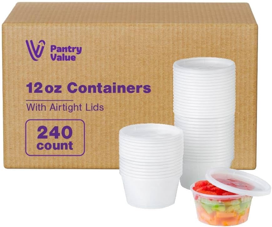 Pantry Value [Case of 240 12 oz. Plastic Food Storage Deli Containers ...