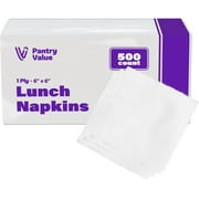 Pantry Value Disposable Napkins 6x6” White Dinner Napkins 1-Ply Table Napkins, 500 Pack