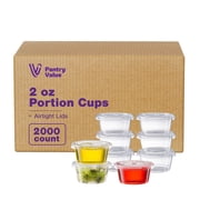 Pantry Value Small Plastic Condiment Containers Jello Shot Cups with Lids, 2 Oz, 2,000-Pack-Bulk