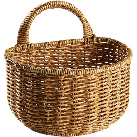 Pantry Wicker Baskets,Hanging Storage Wicker Baskets,Wall Mounted Woven Hanging Basket,Decorative Baskets for Organizing,Woven Baskets for Kitchen Bathroom,Wicker Basket with Handle Wicker Organizer,M