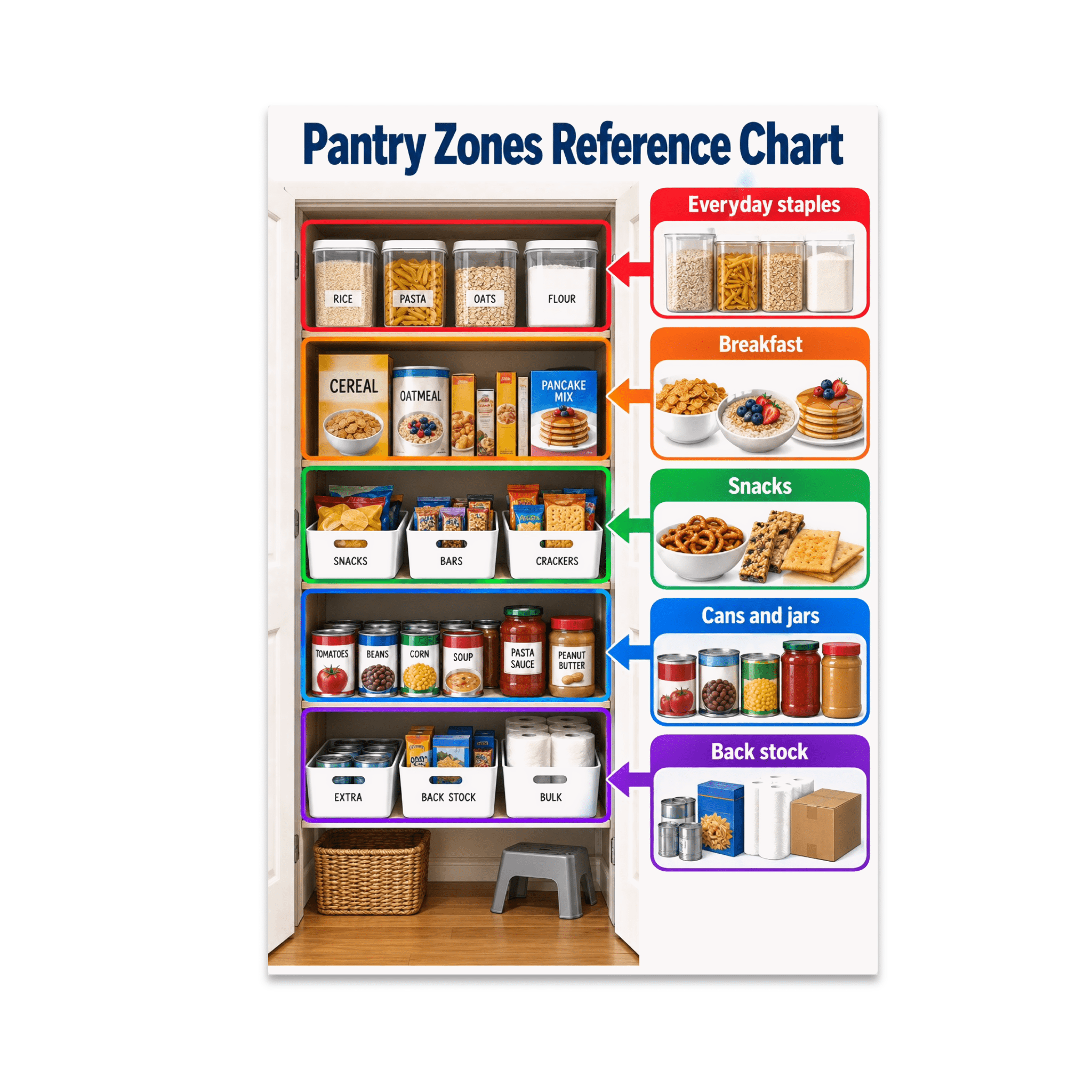 Pantry Zones Reference Chart Guide - Home Organizer - 13x19 Poster ...
