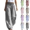thumbnail image 1 of Pants Authentics Womens Relaxed Fit Stretch Pant Ladies' Fashionable Casual Striped Elastic Waist Pants With Pockets Black Xl, 1 of 5