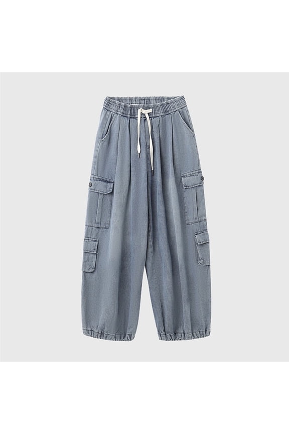Pants Baggy Jeans Fairycore Clothing Acubi Fashion Denim Cargo Sweatpant For Women Alt Clothes Peg Pants with Tie Women Pants Casual Elastic Waist Women Pants Casual Summer Casual Summer Pants for