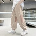 thumbnail image 1 of Pants for Boys 5T Girls Casual Silk Sweatpants with Pockets Loose Fit Drawstring Trouser Elastic Waist Straight Wide Leg Pants Straight Lounge Workout Joggers Summer Breathable Sweat Pants My Orders, 1 of 5