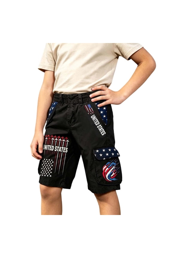 Pants for Boys Boys Classic Twill Flat Front Casual Pants Stars and Stripes Usa 250Th Anniversary for Everyday Comfort and Wear Black 11 Years-12 Years