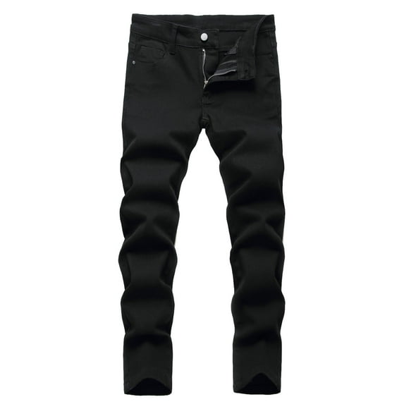 Pants for Boys - Boys High Street Denim Pants Solid Color Elastic Waist Trendy Casual Trousers Spring Autumn Jeans - Boys Jeans,Color:06 Black,Size:4-5 Years