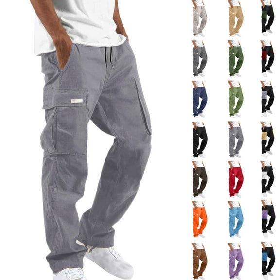 Pants Cargo Pants Mens Fashion Joggers Sports Pants Solid Casual Multiple Pockets Outdoor Straight Type Fitness Pants Cargo Pants Trousers Mens Long Pants