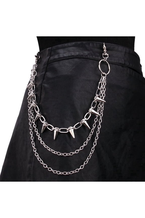 Pants Chain for Men Women Silver Hip Hop Punk Jeans Chain Key Chain Goth Heavy Rivet Hip Hop Pocket Chains