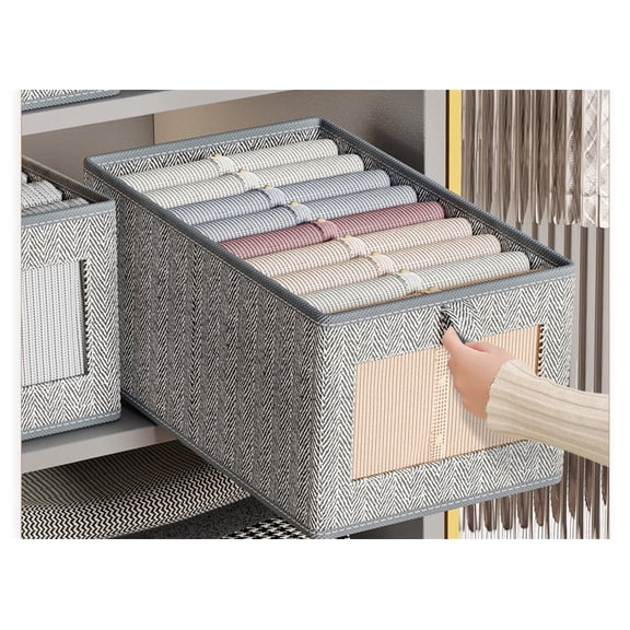 Pants Clothes Organizer, Folding Drawer Organizer,Clothing Storage Bins with Handle, Closet Organizer for Storage Sweater,Sheets(Grey, L, 1pcs)