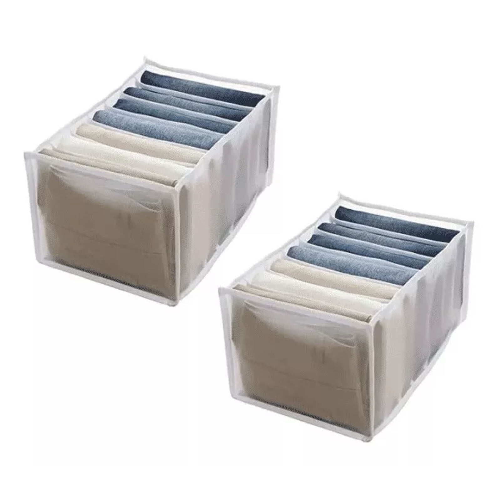 Pants Divider , 2Pcs Washable 7 Compartment Closet Pants Divider Box