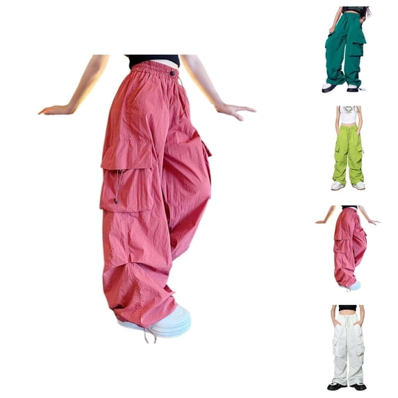 Pants For Girls Casual High Waisted Drawstring Loose Fit Pockets Kid Tall Cargo Sweatpants