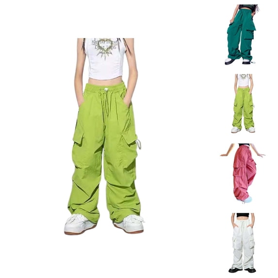 Pants For Girls Casual High Waisted Drawstring Loose Fit Pockets Kid Tall Cargo Sweatpants