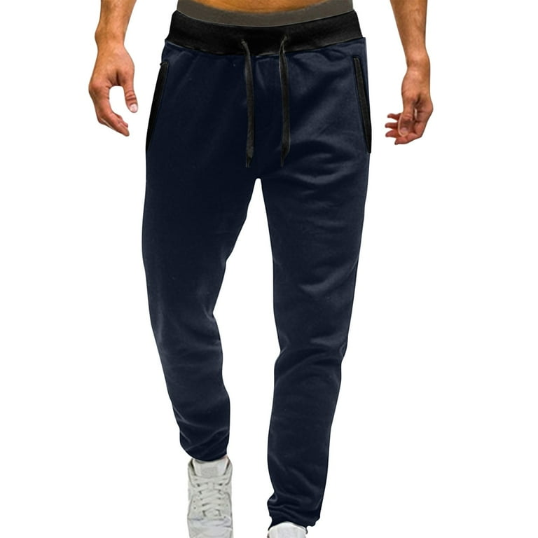 Pants For Men Fashion Formal Mid Waisted Solid Jogging Sports Elastic With Pockets Trousers Walmart