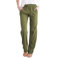 thumbnail image 1 of Pants For Women Fashion Solid Color Cotton Elastic Long Pants Beach Leisure Trousers Women's Pants, 1 of 7