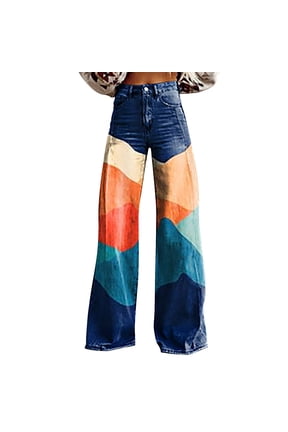 Pants For Women, Heavyweight Floral Patterned Wide Leg Trousers, High Waist Lightweight Loose Casual Daily Bottoms
