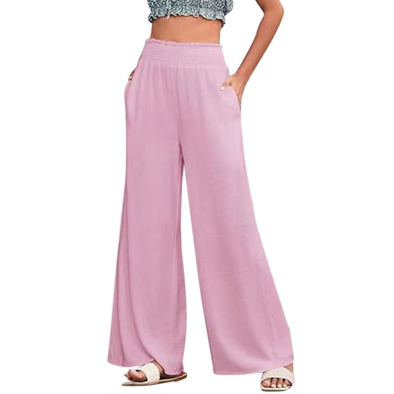BJUTIR Pants For Women Pleats High Waisted Straight Pants Wide Leg Pants Casual Loose Trousers