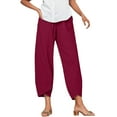 thumbnail image 1 of Pants For Women Pocket Waist Solid Elastic Casual Loose Casual Long Pants, 1 of 4