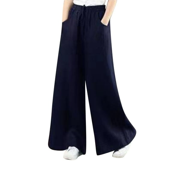 BJUTIR Pants For Women Spring And Summer Literary Cotton Loose Large Size Wide Leg Pants High Waist Mopping Pants Straight Length Trousers Linen Pants