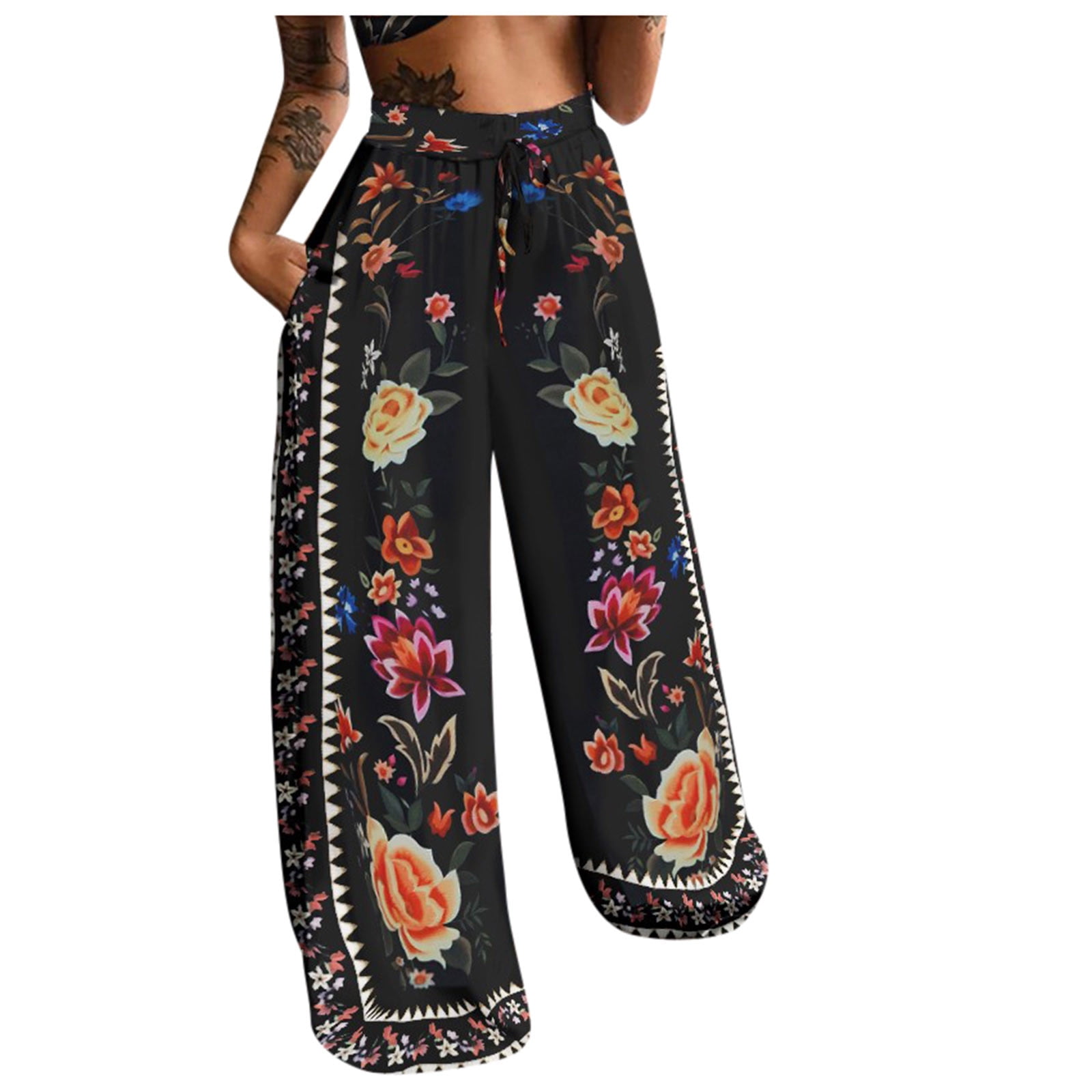 Deals of the Week ! BVnarty Discount Harem Pants for Women Fashion Fall  Winter Long Trousers Aztec Etnic Graphic Comfy Lounge Casual Loose Cozy  Elastic Waist Boho Style Pocket Black L -