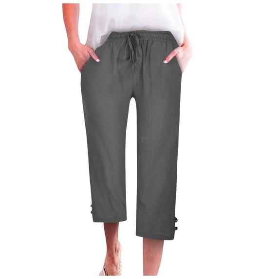 Pants For Women Trendy High Waisted Wide Leg Drawstring Elastic Comfy Straight Leg Long With Pockets Travel Attire Trousers