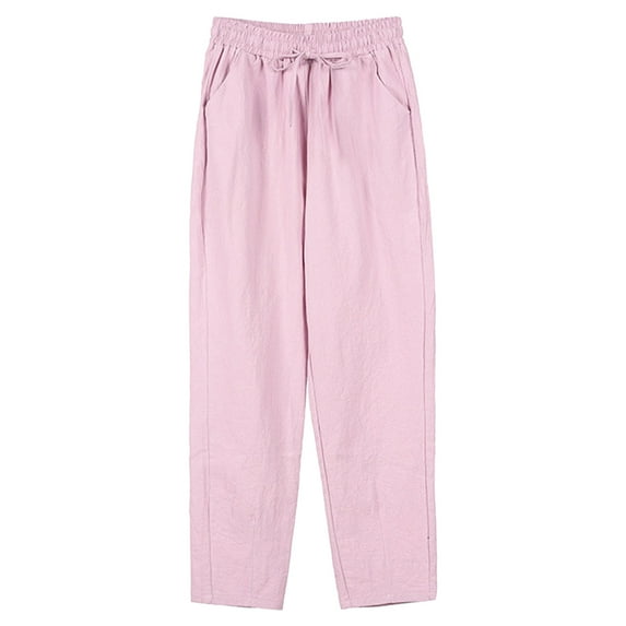 Pants For Women Trendy Summer High Waisted Cotton Palazzo Wide Leg Long Trousers With Pocket Beach Dress Business Plus Size Women's Pants