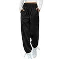 thumbnail image 1 of Pants For Women Trendy Wide Leg Baggy High Waisted Joggers Trousers With Pockets Drawstring Track Pants, 1 of 6