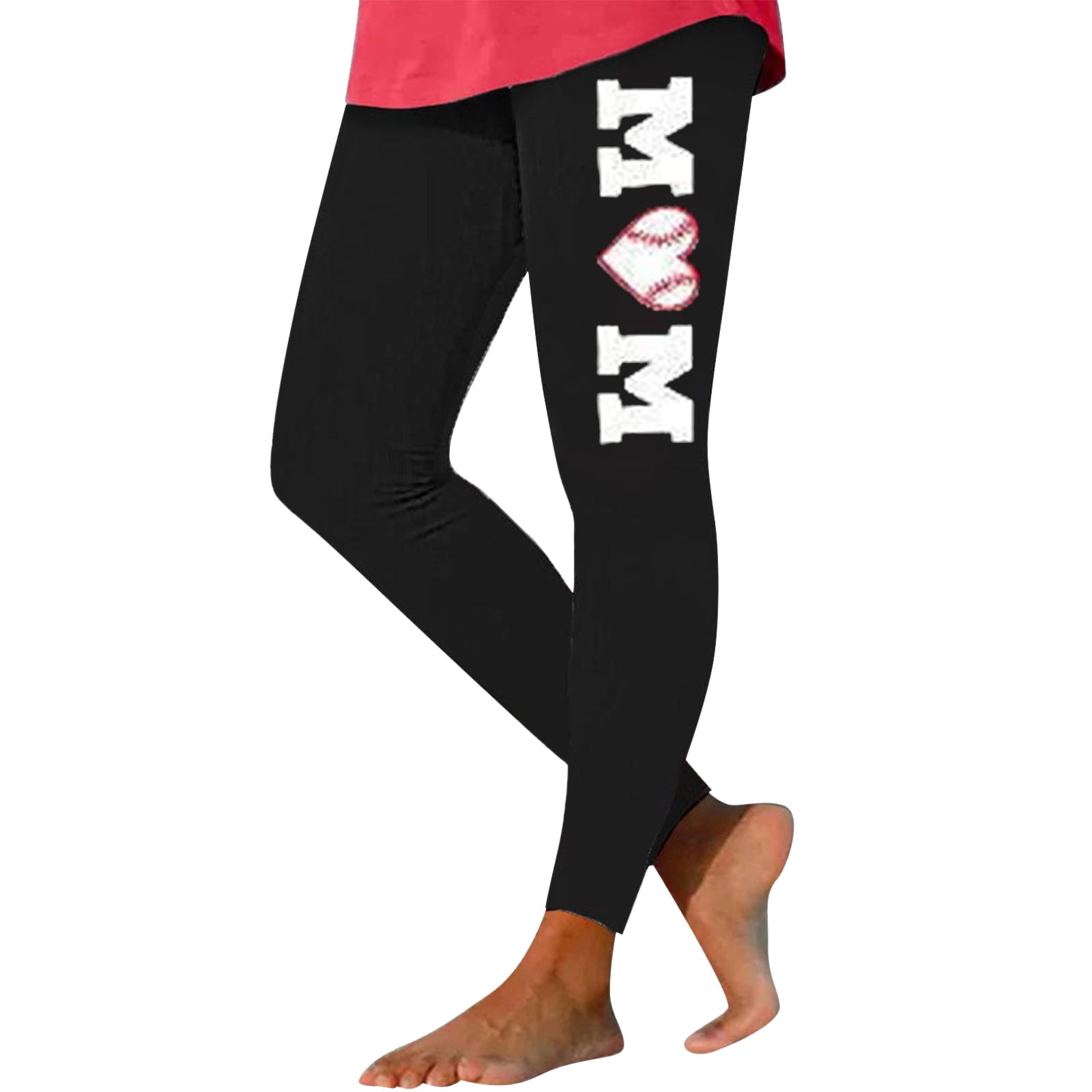 Pants For Women Work Casual Baseball Print Leggings Yoga Gym Workout ...