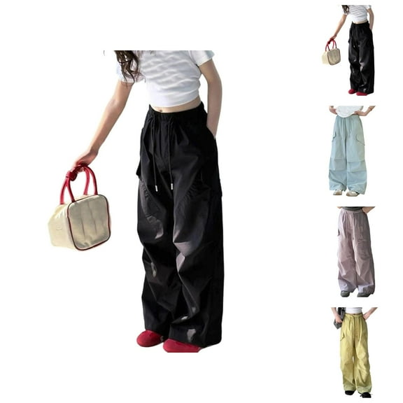 Pants for Girls Back To School Clothes for Teen Girls Girls Cargo Pants for Girls Comfortable Summer Loose Fit Elastic Waist Trousers for Outdoor Play Stylish Kids Casual Pants for Toddler to Youth