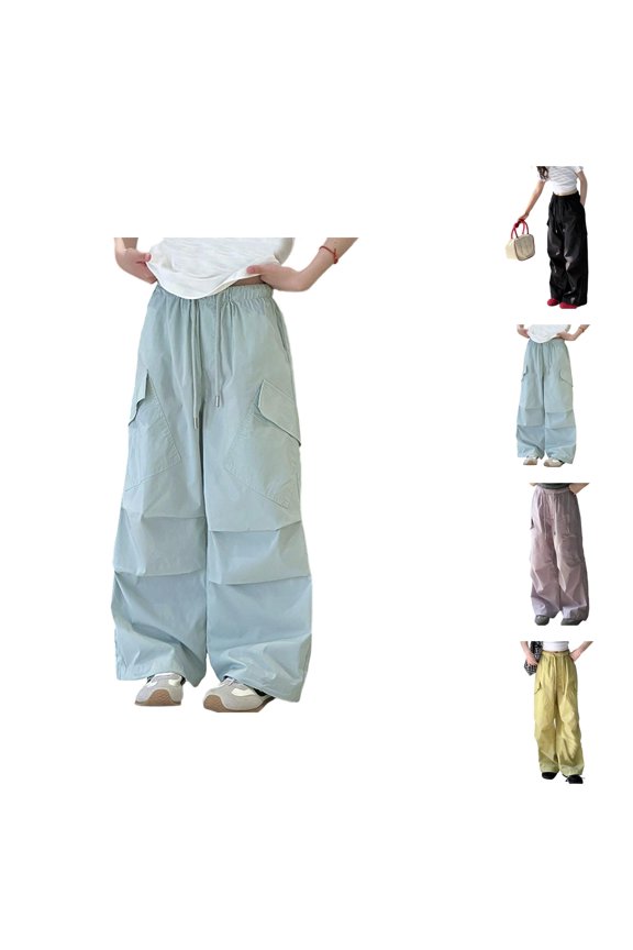 Pants for Girls Back To School Clothes for Teen Girls Girls Cargo Pants for Girls Comfortable Summer Loose Fit Elastic Waist Trousers for Outdoor Play Stylish Kids Casual Pants for Toddler to Youth