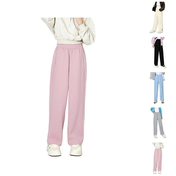 Pants for Girls Back To School Clothes for Teen Girls Girls Casual Pants Wide Leg Joggers for Kids Comfortable Athletic Trousers Soft Elastic Waist Pants for Daily Activity for Children