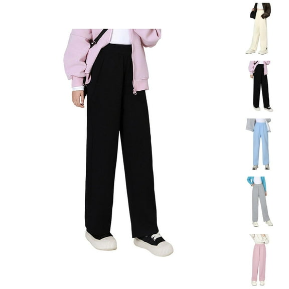 Pants for Girls Back To School Clothes for Teen Girls Girls Casual Pants Wide Leg Joggers for Kids Comfortable Athletic Trousers Soft Elastic Waist Pants for Daily Activity for Children