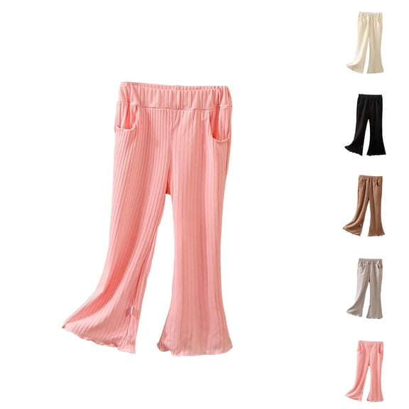 Pants for Girls Casual Pants for Girls Girls Flared Pants Toddler Kids Casual Summer Outdoor Play Soft Breathable Comfortable Stretchy Elastic Waist Lightweight Durable Everyday Wear