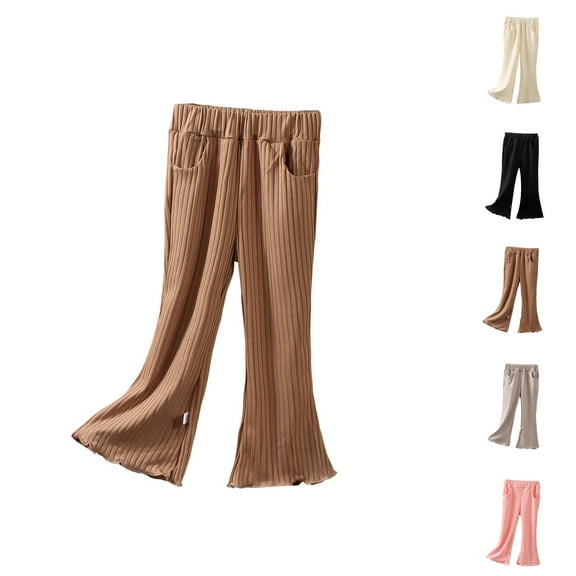 Pants for Girls Casual Pants for Girls Girls Flared Pants Toddler Kids Casual Summer Outdoor Play Soft Breathable Comfortable Stretchy Elastic Waist Lightweight Durable Everyday Wear