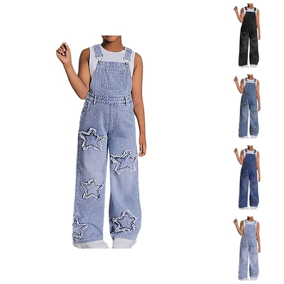 Pants for Girls Casual Pants for Girls Stylish Denim Overalls Casual Wide Leg Jumpsuit for Teens Comfortable Outfit for Everyday and Outdoor Activities