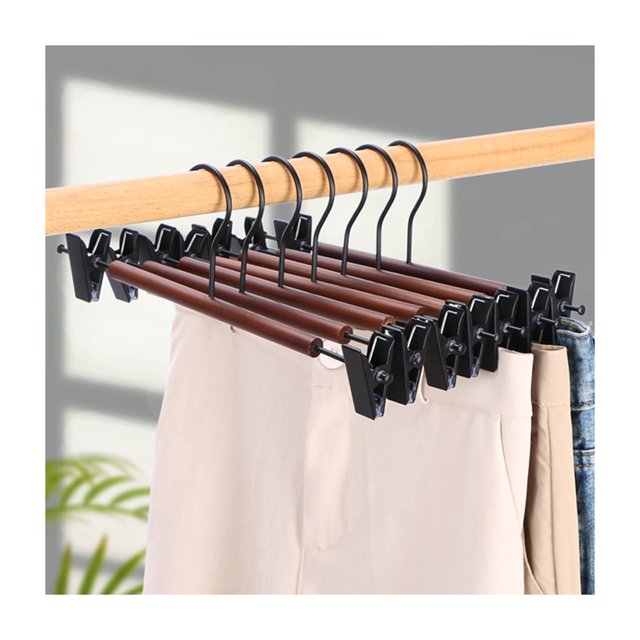 Pants Hangers 10 Pack, Heavy Duty Slim Plastic Pants Hangers, Ridged