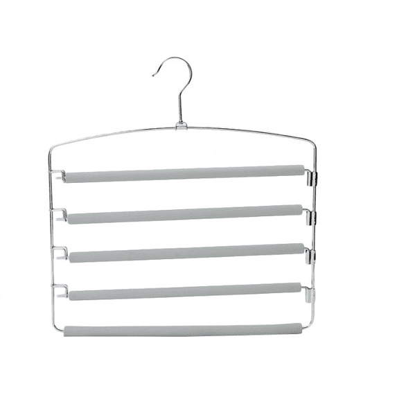 Pants Hangers 2 Pieces, Heavy Duty 5 Layers Space Saving Slack Hangers,Non Slip Foam Padding Swing Arm Trousers Hanger Closet Storage Organizer for Trousers Jeans Scarf Hanging