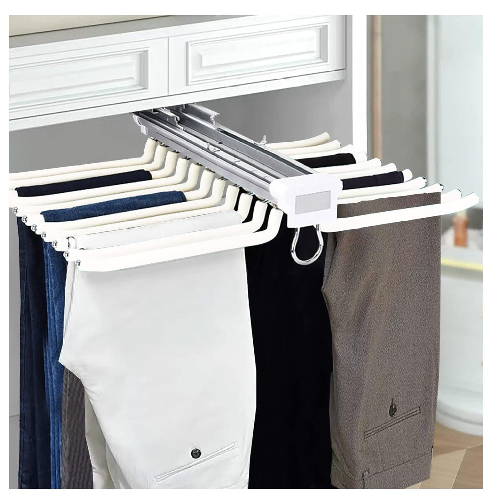 Pants Hangers 22 Arms Steel Sliding Pull Out Trousers Rack,Clothes ...