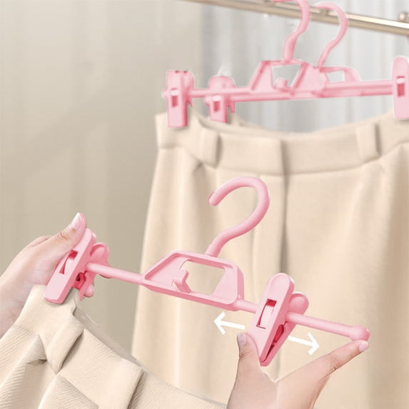 Pants Hangers,Clip Hangers for Pants,5 Pack Pants Skirt Hangers with Clips, Plastic Trousers Hanger for Jeans Non Slip Women Shorts Hangers Saving Space Clothing Hanger(Pink 13IN)