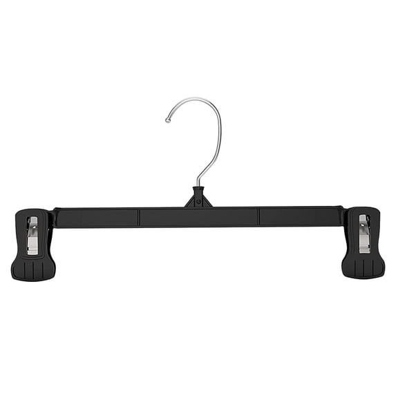Pants Hangers with Clips,Heavy Duty Black Skirt Hangers 12 Inch,Adjustable Metal Clips,Space-Saving for Women Men Jeans Shorts Trousers Dorm Bedroom Home Clothes Closet Organizers & Storage(Black)