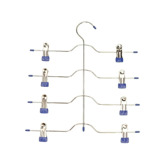 Pants Hangers with Clips,Space Saving Hanging Closet Organizer,4 Tiers Skirt Hangers,Closet Organizer-Clothes Hangers,College Dorm,Apartment Essentials for Closet Bottom,Blue,13x14.96",0.13",0.15"