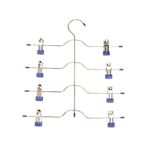 Pants Hangers with Clips,Space Saving Hanging Closet Organizer-4 Tiers Skirt Hangers with Hook,Closet Organizer-Clothes Hangers- College Dorm Essentials Apartment Essentials by WEIWEIGG